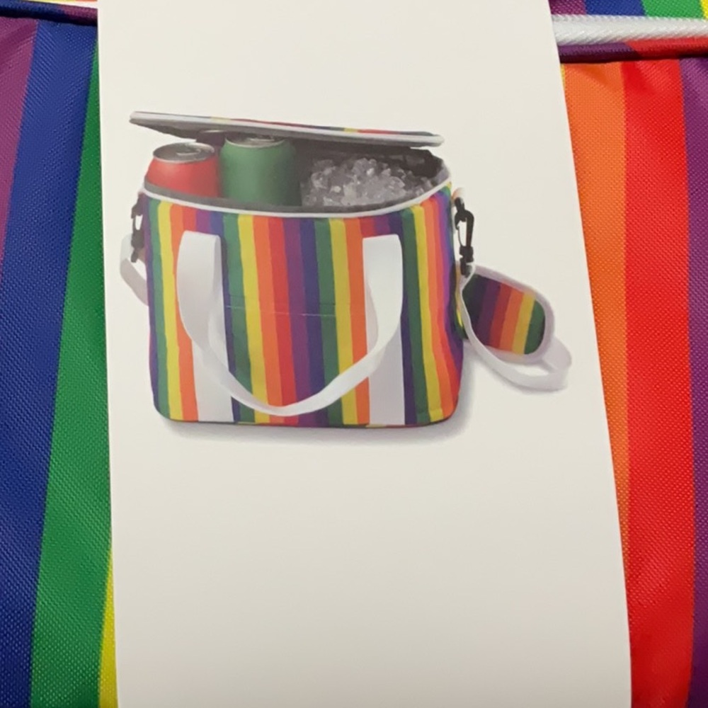 Celebrate It Pride Rainbow Striped Cooler New